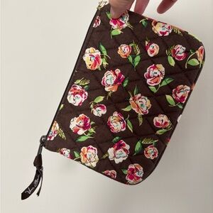 Vera Bradley English Rose Floral Quilted Zipper Pouch